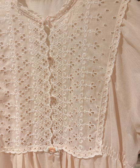 70s vintage flower embroidered dress