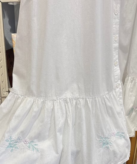 80s vintage pastel flower embroidered no sleeve dress