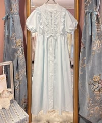 80s vintage blue flower embroidered dress