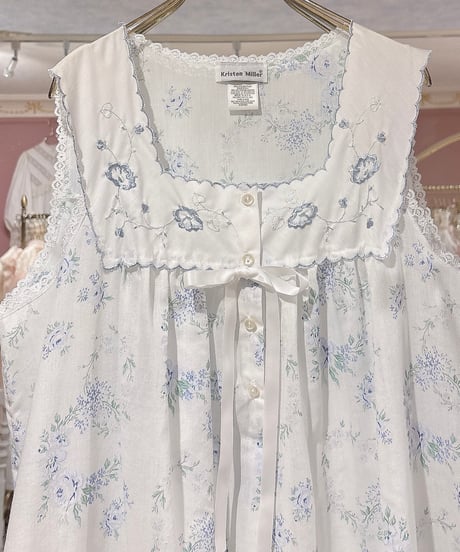 80s vintage flower embroidered no sleeve dress