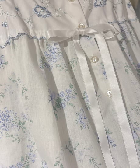 80s vintage flower embroidered no sleeve dress