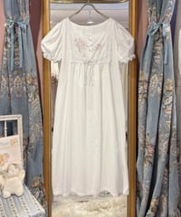 80s vintage flower embroidered white dress