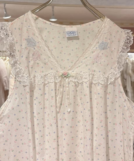 80s vintage flower pattern no sleeve dress