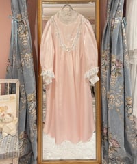 80s vintage flower embroidered lace satin dress