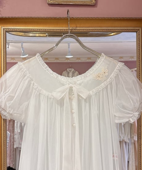 60s vintage flower lace see-through gown dress