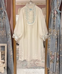 60s vintage flower embroidered lace satin dress