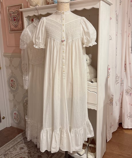70s vintage pin tuck gather dress