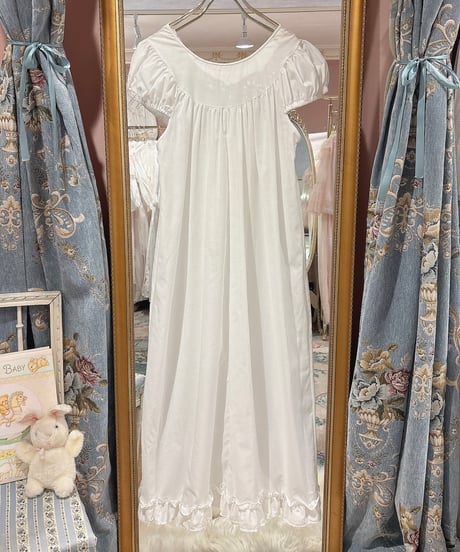 70s vintage scallop&flower embroidered dress