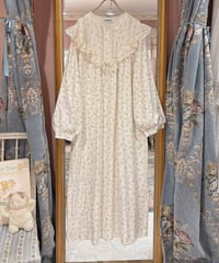 80s vintage  flower pattern lace satin dress