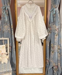 70s vintage flower pattern ruffle lace dress
