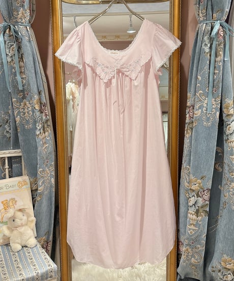 80s vintage ribbon&flower embroidered dress