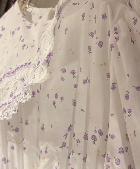 70s vintage purple flower sailor collar dress