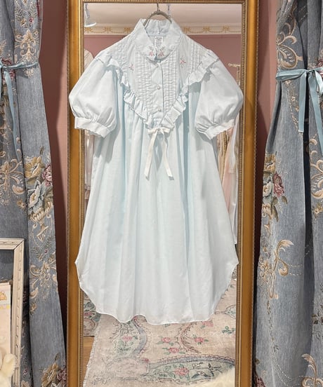 80s vintage flower embroidered frill dress