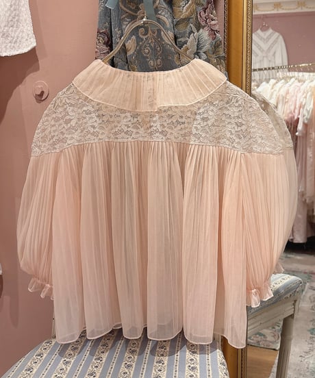 60s vintage see-through pleats gown tops