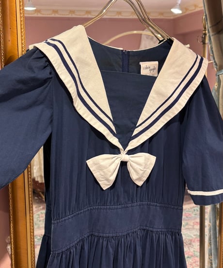 80s vintage sailor collar dress