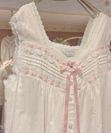 80s vintage ribbon lace-up no sleeve dress