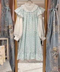 80s vintage flower embroidered collar dress