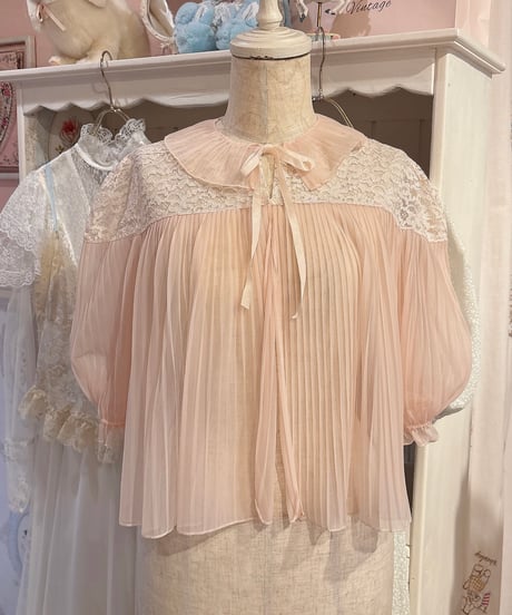 60s vintage see-through pleats gown tops
