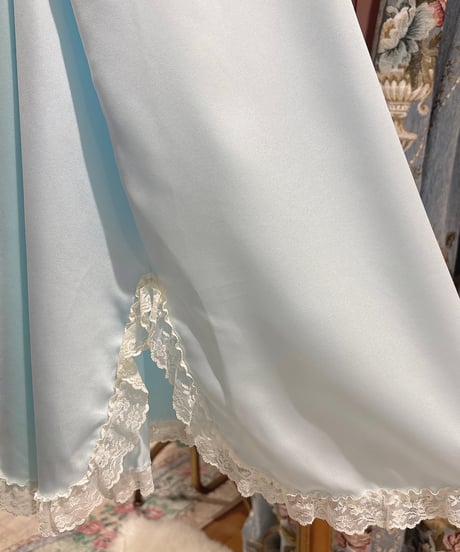 60s vintage lace&flower embroidered satin dress
