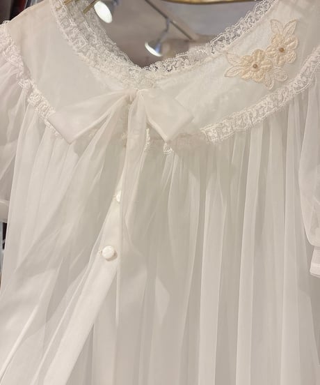 60s vintage flower lace see-through gown dress