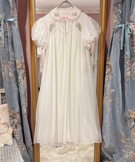 60s vintage flower lace gown dress