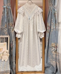 80s vintage flower pattern lace dress