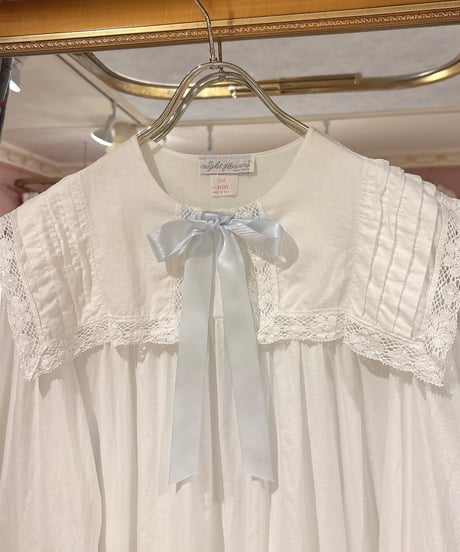 70s vintage sailor collar white cotton dress