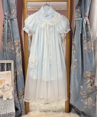 60s vintage flower lace see-through gown dress