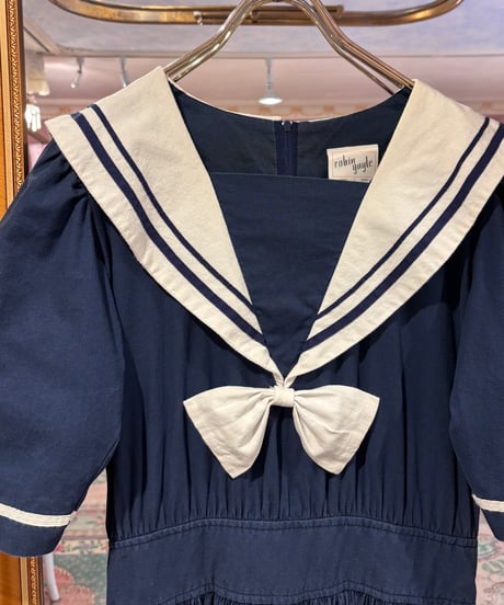 80s vintage sailor collar dress