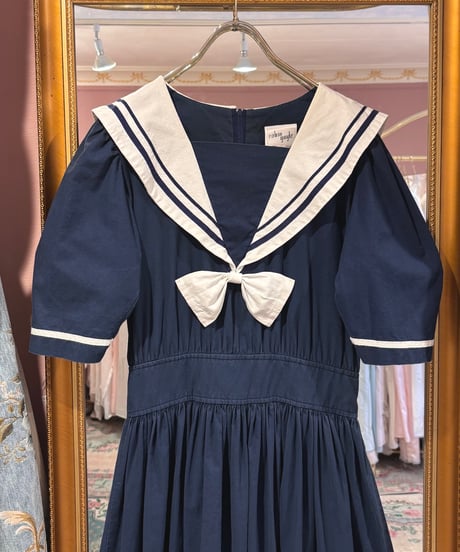80s vintage sailor collar dress