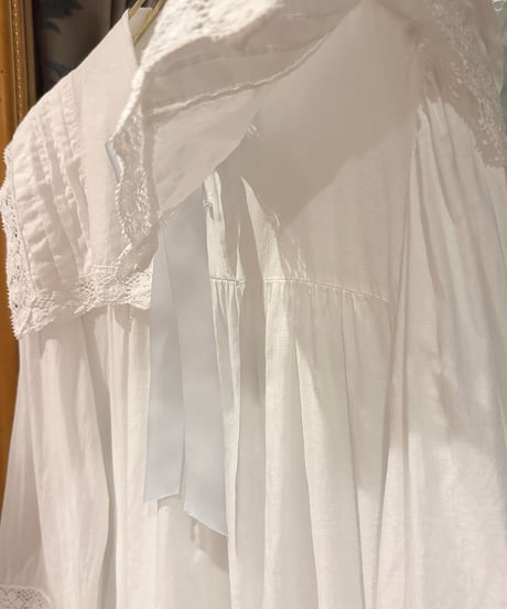 70s vintage sailor collar white cotton dress