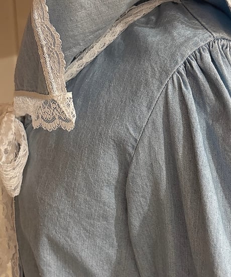80s vintage sailor collar denim blouse