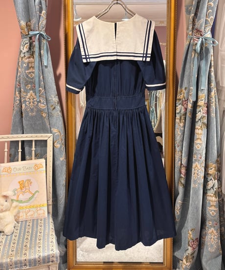80s vintage sailor collar dress