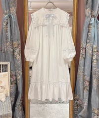 70s vintage sailor collar white cotton dress