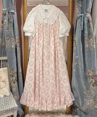 90s vintage rose&ribbon pattern no sleeves dress