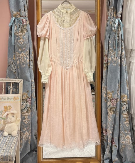GUNNE SAX vintage ribbon flower bouquet print dress