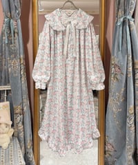 80s vintage lace collar flower pattern flannel cotton dress