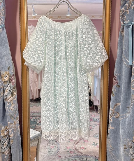 60s vintage flower lace gown dress