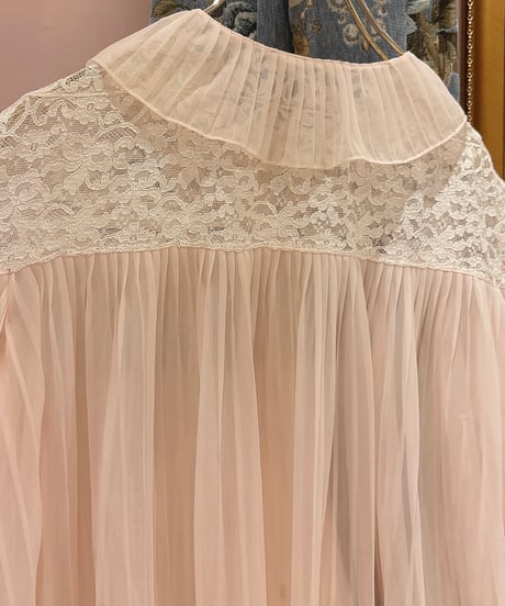 60s vintage see-through pleats gown tops