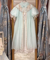 60s vintage flower&lace see-through gown dress