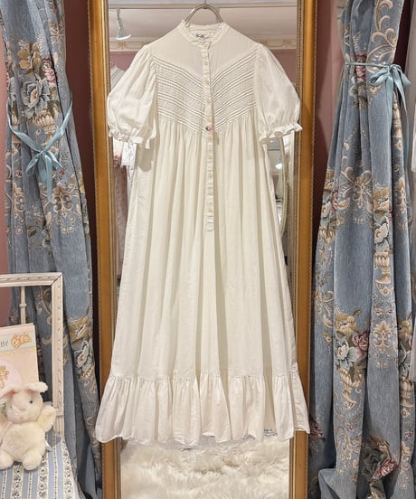 70s vintage pin tuck gather dress