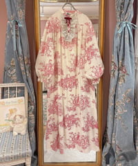 70s vintage toile de Jouy lace dress
