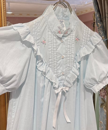 80s vintage flower embroidered frill dress