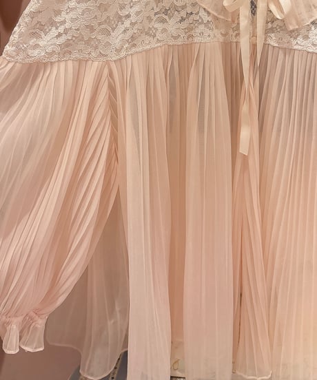 60s vintage see-through pleats gown tops