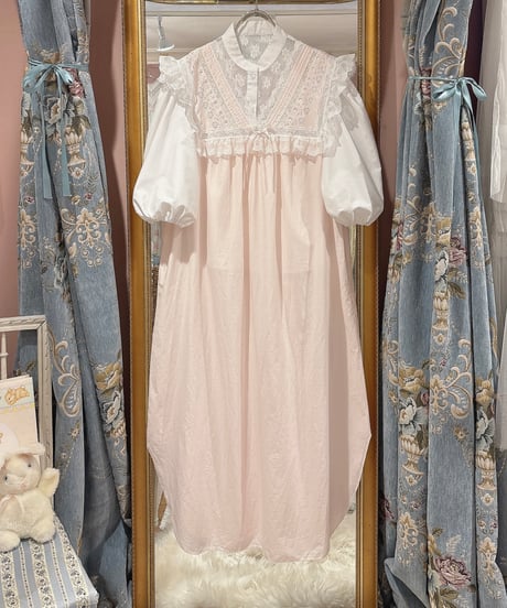 80s vintage ribbon lace-up no sleeves dress
