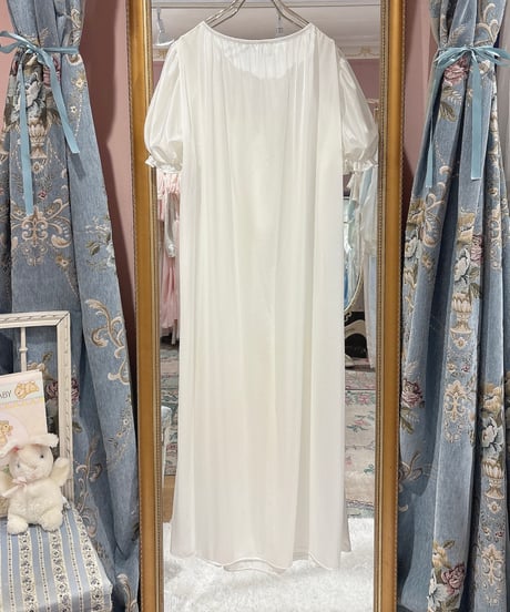 80s vintage flower embroidered nylon dress