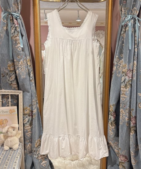 80s vintage ribbon lace-up no sleeve dress
