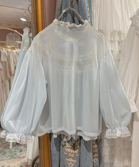 60s vintage puff sleeve lace gown top