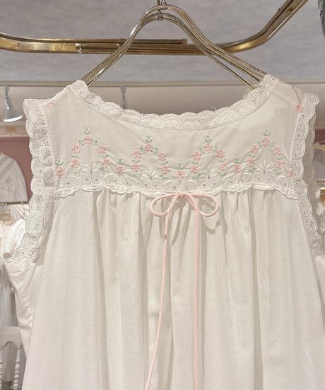80s vintage pink flower embroidered no sleeves dress