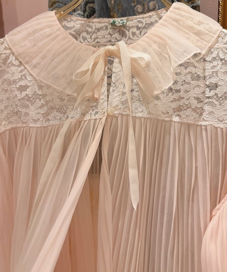 60s vintage see-through pleats gown tops